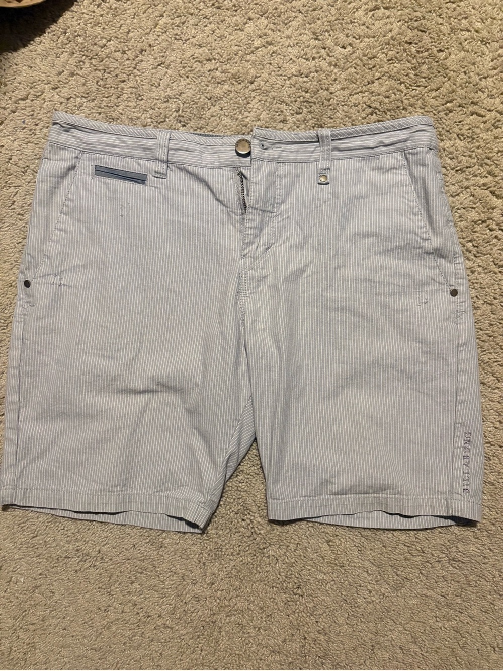 Billabong Light Blue Pinstripe Flat Front Shorts